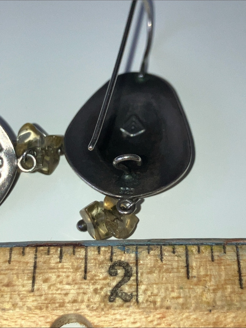 Silpada Sterling-Style Teardrop Earrings with Citrine Chip Drops - Picture 5 of 6